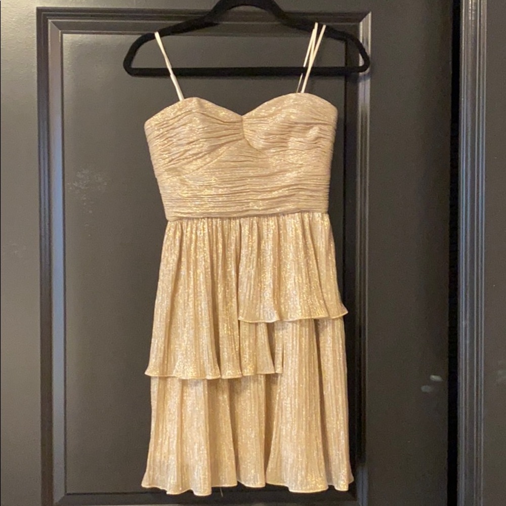 BCBG strapless gold dress